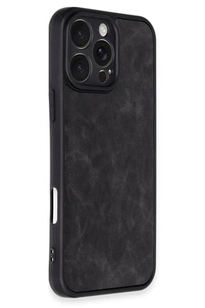 Apple iPhone 16 Pro Max Kılıf Aras Deri Kapak - Siyah