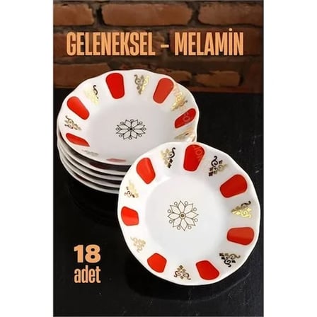 Melamin Çay Tabağı 18 Adet Geleneksel Türk Çay Bardağı Altlığı 721659