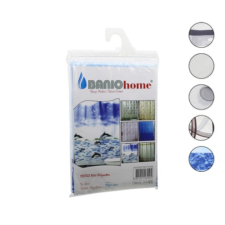 Su İtici Polyester Banyo Perdesi Çift Kanat