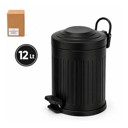Siyah Amortisörlü 12 L Pedallı Çöp Kovası