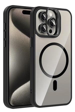Joko Apple iPhone 15 Pro Max Remim Lensli Magsafe Standlı Kapak - Siyah