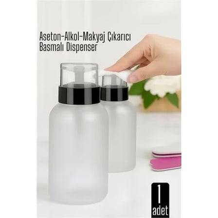Aseton İçin Basmalı Dispenser - Aseton, Alkol Ve Makyaj Temizleyici İçin Pratik Pompalı Set