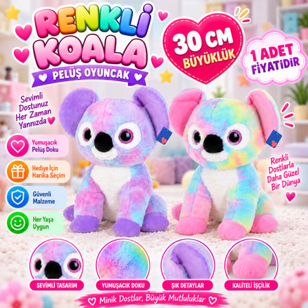 Peluş 30 Cm Renkli Koala (adet fiyatıdır)