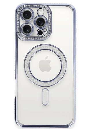 Apple iPhone 16 Pro Kılıf Joke Simli Magneticsafe Kılıf - Mavi