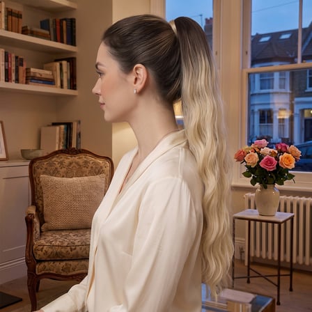 Tokalı Protein Fiber Sentetik At Kuyruğu - Kumral Platin Sarı Ombre