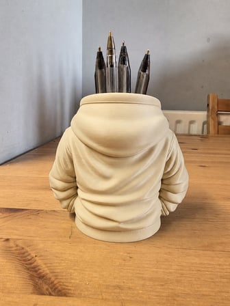 3D Baskı Kapüşonlu Sweatshirt Kalemlik - Masaüstü Organizer-Bej