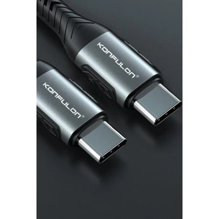 Konfulon DC43 Type-C to Type-C 1M Örgü 60W Hızlı Şarj Kablo - Siyah