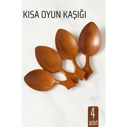 Kısa Oyun Kaşığı Halk Oyunu Kaşığı - Kına Kaşığı Kısa Saplı Zeybek Oyun Kaşığı 4 Adet