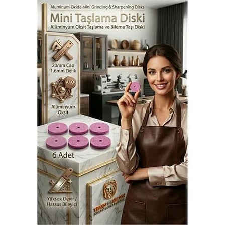 20mm Mini Taşlama Diski, Metal Bileme Ve Çapak Alma Taşı 6 Adet 723236