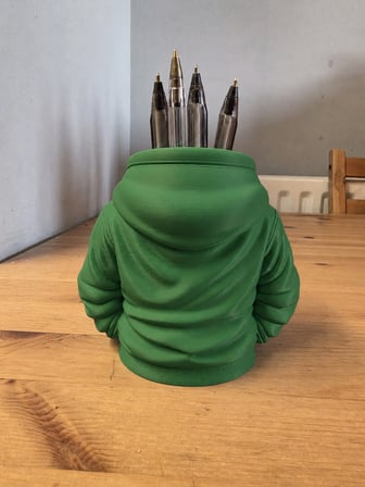 3D Baskı Kapüşonlu Sweatshirt Kalemlik - Masaüstü Organizer-Yeşil