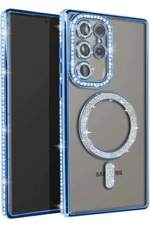 Samsung Galaxy S23 Ultra Joke Simli Magneticsafe Kılıf - Mavi