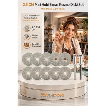 10 Adet 25 Mm Elmas Kesici Disk Seti, Mini Cam Metal Ahşap Kesme Ucu 723232