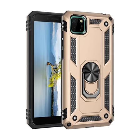 Huawei Y5P Kılıf Sofya Yüzüklü Silikon Kapak - Gold