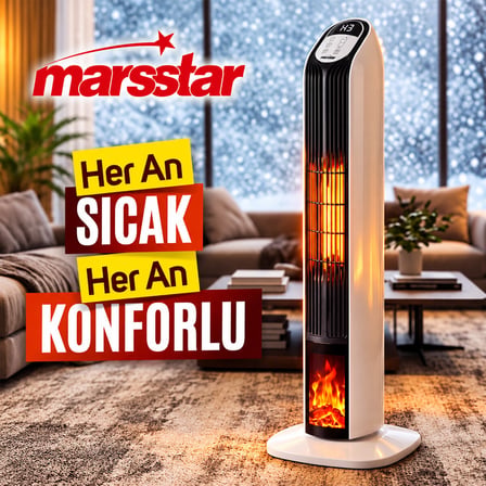 KUMANDALI SICAK DİK PTC SERAMİK FANLI ISITICI LED KONTROL EKRAN - DEVRİLME EMNiYET 2000W MS-240