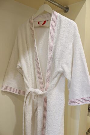 Bornoz Mayer Bukle Kimono Kuşaklı Nakışlı Ev Otel Banyo Bornozu