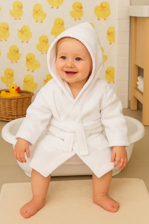 CottonVerse Bebek & Çocuk Kapşonlu Bornoz – %100 Pamuk, Unisex