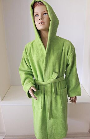 Çocuk Bornozu Genç Bornozu Bukle Pamuklu Kapşonlu Bornoz