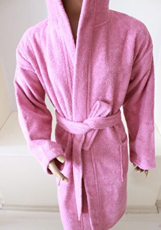 Çocuk Bornozu Genç Bornozu Bukle Pamuklu Kapşonlu Bornoz