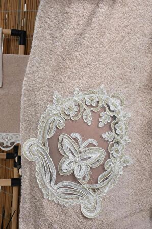 Kelebek Fantezi Bornoz Seti 5 Parça Dantelli Çeyiz Kadın Bornozu