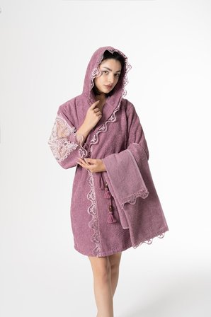 Lena Gelin Bornoz Set 5 Parça Dantelli Çeyizlik Takım