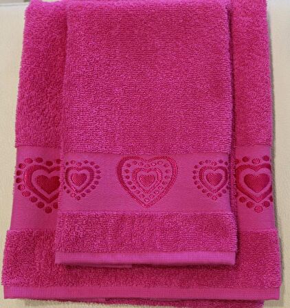 Sevgililer ve Anneler Günü Hediyelik 2'Li Havlu Kalpli Havlu Seti