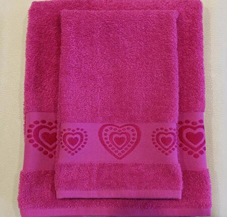 Sevgililer ve Anneler Günü Hediyelik 2'Li Havlu Kalpli Havlu Seti