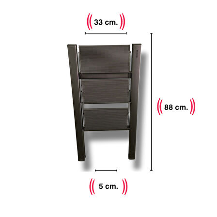 Endokon Katlanır Şık Merdiven Antrasit 3 Basamaklı - Alüminyum - Ev - Ofis Merdiveni