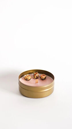 %100 Doğal Soya Wax Ve Doğal Uçucu Yağlı Aromaterapi Hediyelik Teneke Mum ''PEACH''