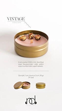 %100 Doğal Soya Wax Ve Doğal Uçucu Yağlı Aromaterapi Hediyelik Teneke Mum ''VINTAGE'