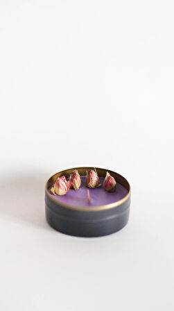 %100 Doğal Soya Wax Ve Doğal Uçucu Yağlı Aromaterapi Hediyelik Teneke Mum ''PURPLE''