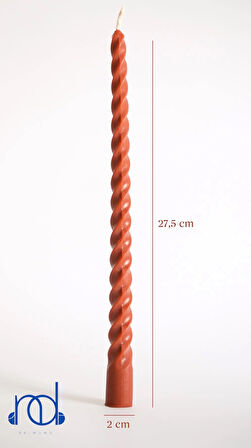 '27.5 cm'' Balmumu Mum Konik Kırmızı Burgulu Şamdan Mumu Dekoratif Akmaz Kırılmaz Mum Bal Mumu