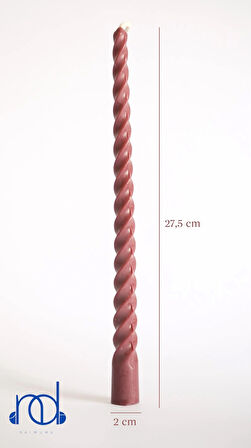 ''27.5 cm'' Balmumu Mum Konik Mürdüm Burgulu Şamdan Mumu Dekoratif Akmaz Kırılmaz Mum Bal Mumu