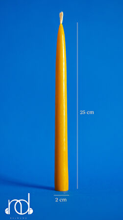 Balmumu Mum 1 Adet Standart Şamdan Mumu 25Cm Boy 2Cm Kalınlık Doğal Sarı Dekoratif Hediyelik Mum
