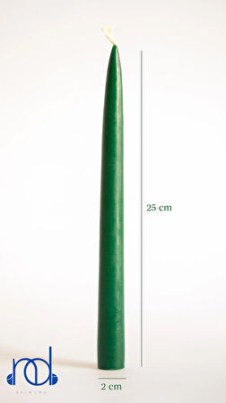 Balmumu Mum 1 Adet Standart Şamdan Mumu 25Cm Boy 2Cm Kalınlık Doğal Yeşil Dekoratif Hediyelik Mum