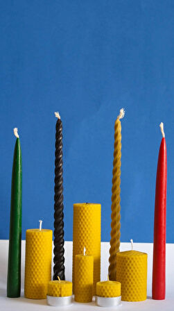 (6ADET) Sarma Tealight Mum 3,5cm X 3cm Doğal Petek Balmumu Mum Hediyelik Balmumu mum Beeswax Candle