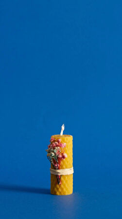 ENDİ HANDMADE Özel Günler İçin Balmumu Mum Lavantalı 7cm x 3cm Hediyelik Bal Mumu Mum Beeswax Candle