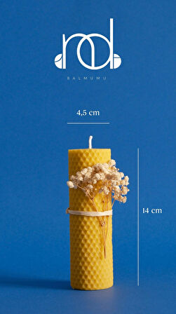 ENDİ HANDMADE Dekoratif Doğal Petek Balmumu Mum 14Cm x 4.5Cm Sarma Tek Blok Mum Beeswax Candle