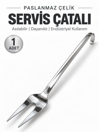 BEYLİNİ Endüstriyel Sanayi Tipi Servis Çatalı Paslanmaz Çelik Uzun Saplı Lokanta Restoran Yemekhane Asılabilir Mutfak Çatalı NO2