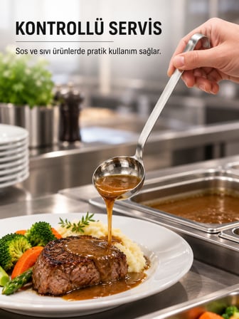 Endüstriyel Sos Kepçesi Paslanmaz Çelik Uzun Saplı Asılabilir Sıvı Dökme Servis Kepçesi Lokanta Restoran
