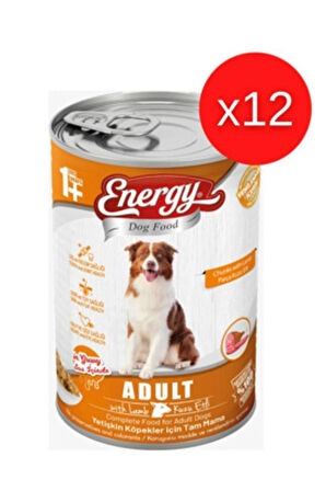 ENERGY KUZU ETLİ YETİŞKİN KÖPEK ISLAK MAMASI KONSERVE 400 GRAM 12 ADET