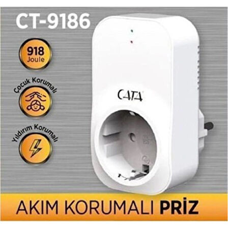 Cata CT-9186 Tekli Akım Korumalı Priz