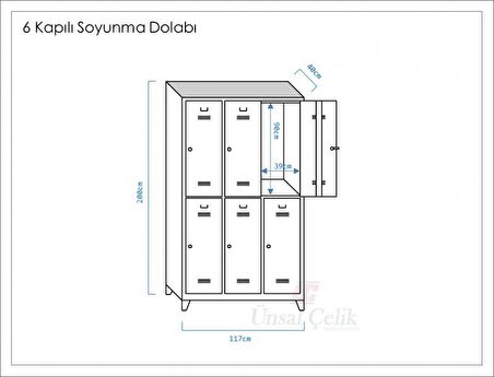 Altı Yarım Boy Kapılı Ekonomik Soyunma Dolabı