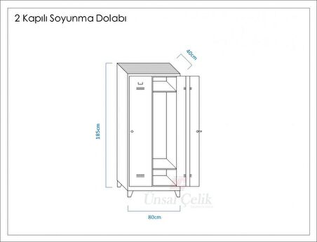 İki Tam Boy Kapılı Ekonomik Soyunma Dolabı 