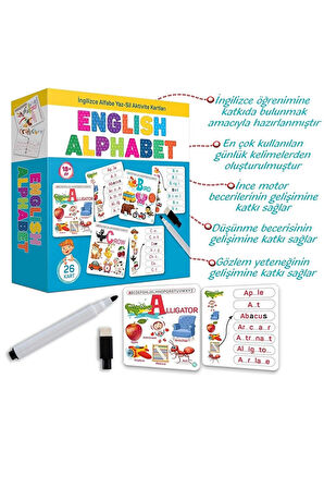 English Alphabet İngilizce Alfabe Yaz-sil Aktivite Kartları Eğitici Öğretici İlk Kelimeler Dil Seti