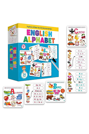 English Alphabet İngilizce Alfabe Yaz-sil Aktivite Kartları Eğitici Öğretici İlk Kelimeler Dil Seti