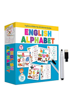 English Alphabet İngilizce Alfabe Yaz-sil Aktivite Kartları Eğitici Öğretici İlk Kelimeler Dil Seti