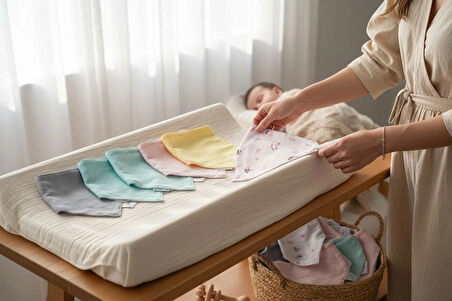 Önü Müslin Arkası Pazen Salya ve Mama Önlüğü, 10 ADET KIZ SET, Fular Önlük, %100 Pamuk, 3 Çıtçıt ayarlı