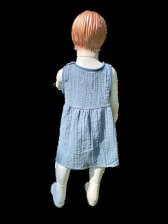 Bebek Çocuk Çift Katlı Müslin Elbise, %100 Organik Pamuk