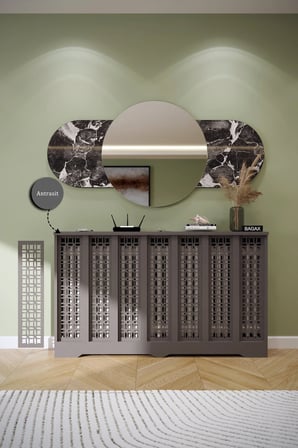 Dekoratif Petek Kaplama Modern Kalorifer Peteği Gizleme Ünitesi 11 Desen 9 Renk İç Ölçü 136 cm Dış Ölçü 140 cm DESEN1