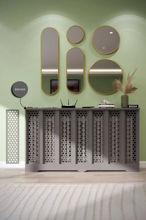 Dekoratif Petek Kaplama Modern Kalorifer Peteği Gizleme Ünitesi 11 Desen 9 Renk İç Ölçü 136 cm Dış Ölçü 140 cm DESEN6